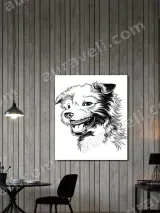 Happy Dog Black & White Line Art Canvas Wall Art for Home Decor – view 2