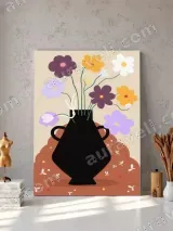Colorful Floral Vase Canvas Wall Art for Living Room & Bedroom Home Decor