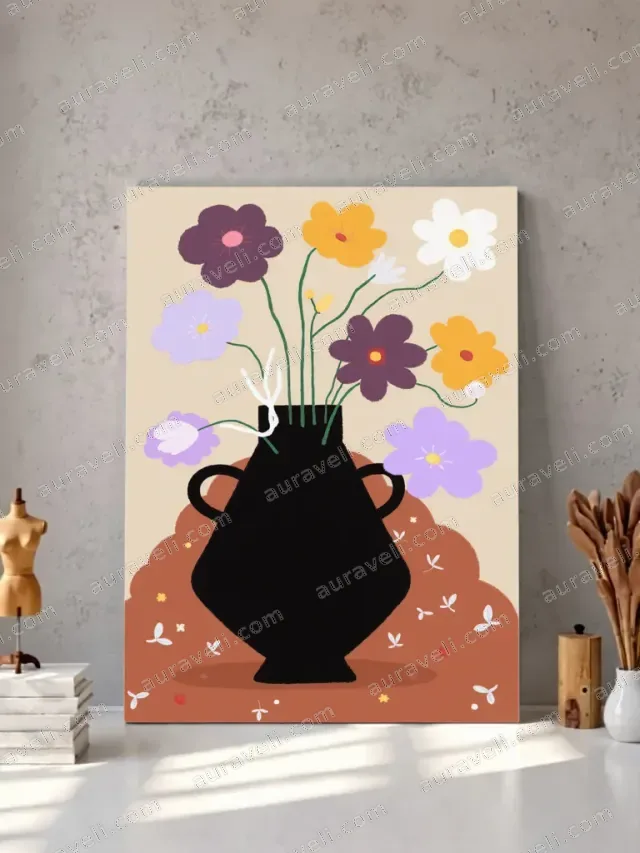 Colorful Floral Vase Canvas Wall Art for Living Room & Bedroom Home Decor — art print