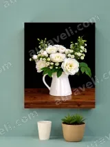 White Floral Bouquet Canvas Wall Art for Living Room Home Decor – view 2