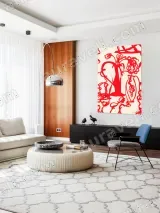 Red Abstract Floral & Vase Canvas Wall Art for Living Room Decor – view 5