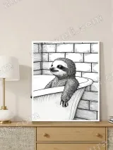 Sloth in Bathtub Line Art Wall Art for Bathroom Home Decor – view 3