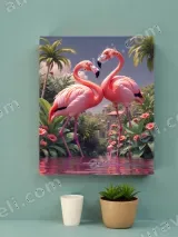 Pink Flamingos Tropical Jungle Canvas Wall Art for Living Room Bedroom Home Decor – view 4