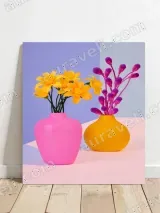 Colorful Floral Vases Canvas Wall Art for Living Room Home Decor