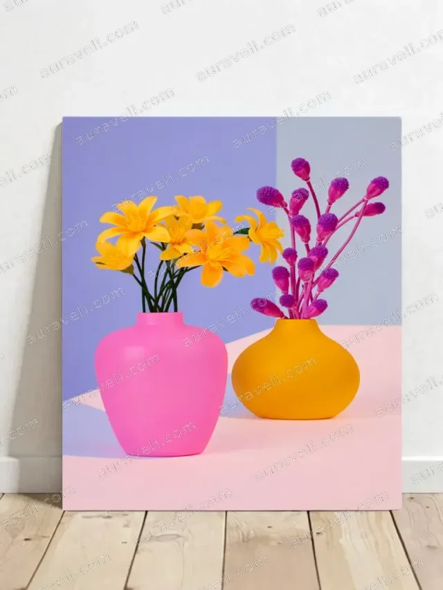 Colorful Floral Vases Canvas Wall Art for Living Room Home Decor — art print