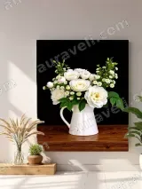 White Floral Bouquet Canvas Wall Art for Living Room Home Decor – view 4