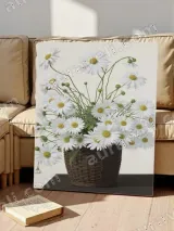 Daisies in Woven Basket Floral Canvas Wall Art for Living Room Home Decor – view 4