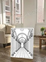 Architectural Archway Corridor Line Art Canvas Wall Art for Home Decor – view 2