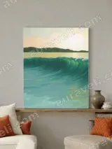 Sunset Ocean Wave Coastal Canvas Wall Art for Living Room Home Decor – view 3