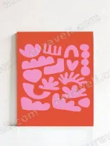 Abstract Pink Organic Shapes Wall Art for Living Bedroom Home Decor