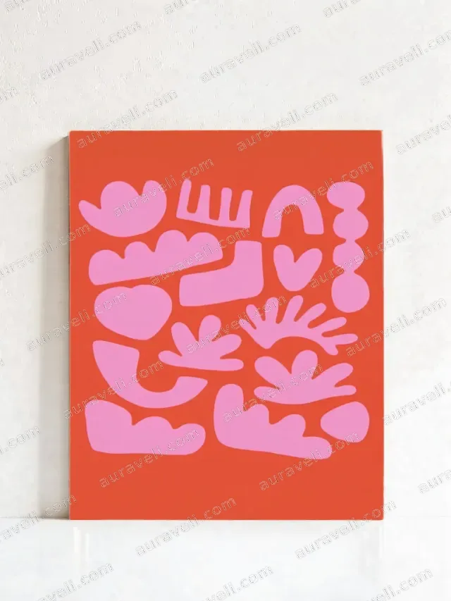 Abstract Pink Organic Shapes Wall Art for Living Bedroom Home Decor — art print