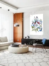 Blue White Red Floral Canvas Wall Art for Bedroom Living Room Home Decor – view 5