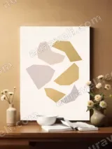 Abstract Geometric Gold & Blush Canvas Wall Art for Living Room Home Decor – view 2