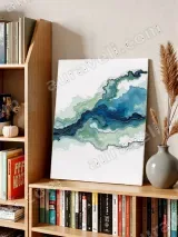 Abstract Blue Green Fluid Canvas Wall Art for Living Room Home Decor – view 4