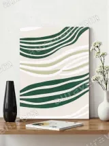 Abstract Green Wave Lines Canvas Wall Art for Living Room Decor