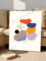 Abstract Beach Pebbles & Starfish Canvas Wall Art for Home Decor – view 4