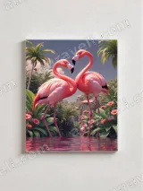 Pink Flamingos Tropical Jungle Canvas Wall Art for Living Room Bedroom Home Decor – view 2