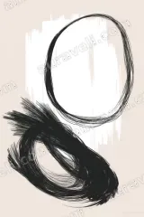Abstract Black Brushstroke Circle Wall Art for Home Decor and framed modern