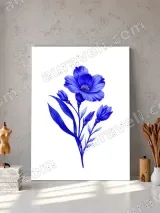 Blue Floral Canvas Wall Art for Living Room Bedroom Home Decor