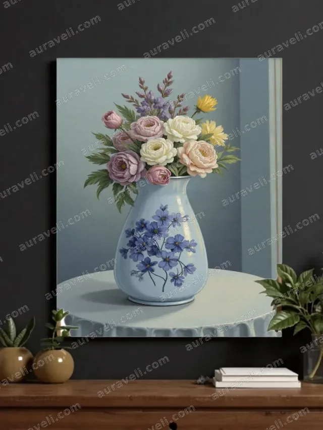 Floral Vase Bouquet Canvas Wall Art for Bedroom Living Room Home Decor — art print