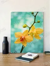 Yellow Striped Orchid Floral Canvas Wall Art for Living Room Home Decor – view 2