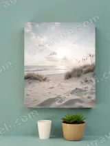 Sunrise Beach Sand Dune Ocean Canvas Wall Art for Living Room Home Decor