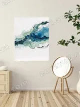 Abstract Blue Green Fluid Canvas Wall Art for Living Room Home Decor – view 2