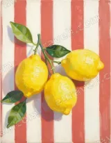 Lemons on Red-White Striped Canvas Wall Art for Home Decor wall art for modern home decor