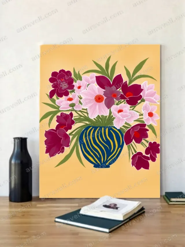 Vibrant Floral Vase Canvas Wall Art for Living Room Bedroom Home Decor — art print