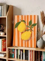 Lemon Striped Canvas Wall Art for Living Room Home Decor – view 4