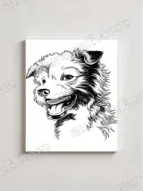 Happy Dog Black & White Line Art Canvas Wall Art for Home Decor – view 3