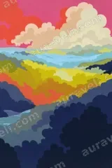Abstract Colorful Cloudscape Canvas Wall Art for Living Room framed modern home decor