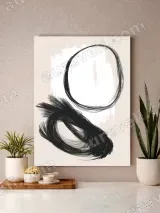 Abstract Black Brushstroke & Circle Wall Art for Home Decor – view 3