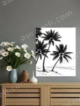 Black & White Palm Tree Beach Canvas Wall Art for Home Decor – view 2