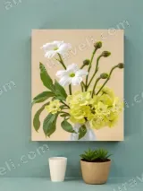 White & Yellow Floral Bouquet Canvas Wall Art for Living Room Home Decor
