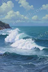 Ocean Waves Coastal Seascape Canvas Wall Art for Living framed modern home decor