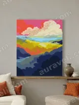 Abstract Colorful Cloudscape Canvas Wall Art for Living Room Decor – view 3