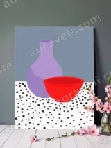Still Life with Purple Vase & Red Bowl Canvas Wall Art for Home Decor – view 2