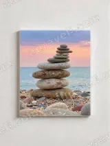 Stacked Stones Beach Sunset Canvas Wall Art for Home Decor – view 3