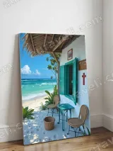 Tropical Beach Cottage Porch Canvas Wall Art for Coastal Home Decor – view 3