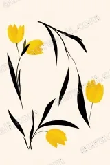 Yellow Tulip Floral Canvas Wall Art for Living Bedroom framed modern home decor