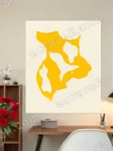Abstract Yellow Organic Shape Canvas Wall Art for Living Room Home Decor