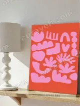 Abstract Pink Organic Shapes Wall Art for Living Bedroom Home Decor – view 4