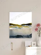 Surreal Wave, Golden Land & Green Hill Canvas Wall Art for Home Decor – view 3