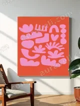 Abstract Pink Organic Shapes Wall Art for Living Bedroom Home Decor – view 3