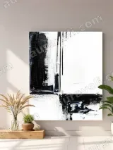 Abstract Black White Canvas Wall Art for Home Office Decor – view 4