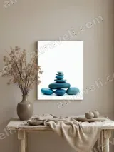 Stacked Blue Pebbles Canvas Wall Art for Living Room Bedroom Home Decor – view 3