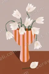 Minimalist Floral Vase Canvas Wall Art for Living Room framed modern home decor
