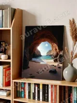 Beach Cave Ocean Canvas Wall Art for Living Room Home Decor – view 3