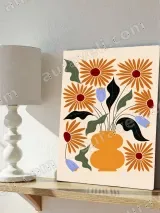 Boho Orange Floral Vase Canvas Wall Art for Living Room Decor – view 4